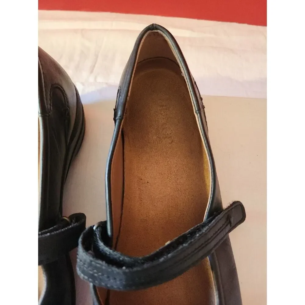 Hotter Women's u.s. 7.5 Black Leather Mary Jane Comfort Shoes Made in England
